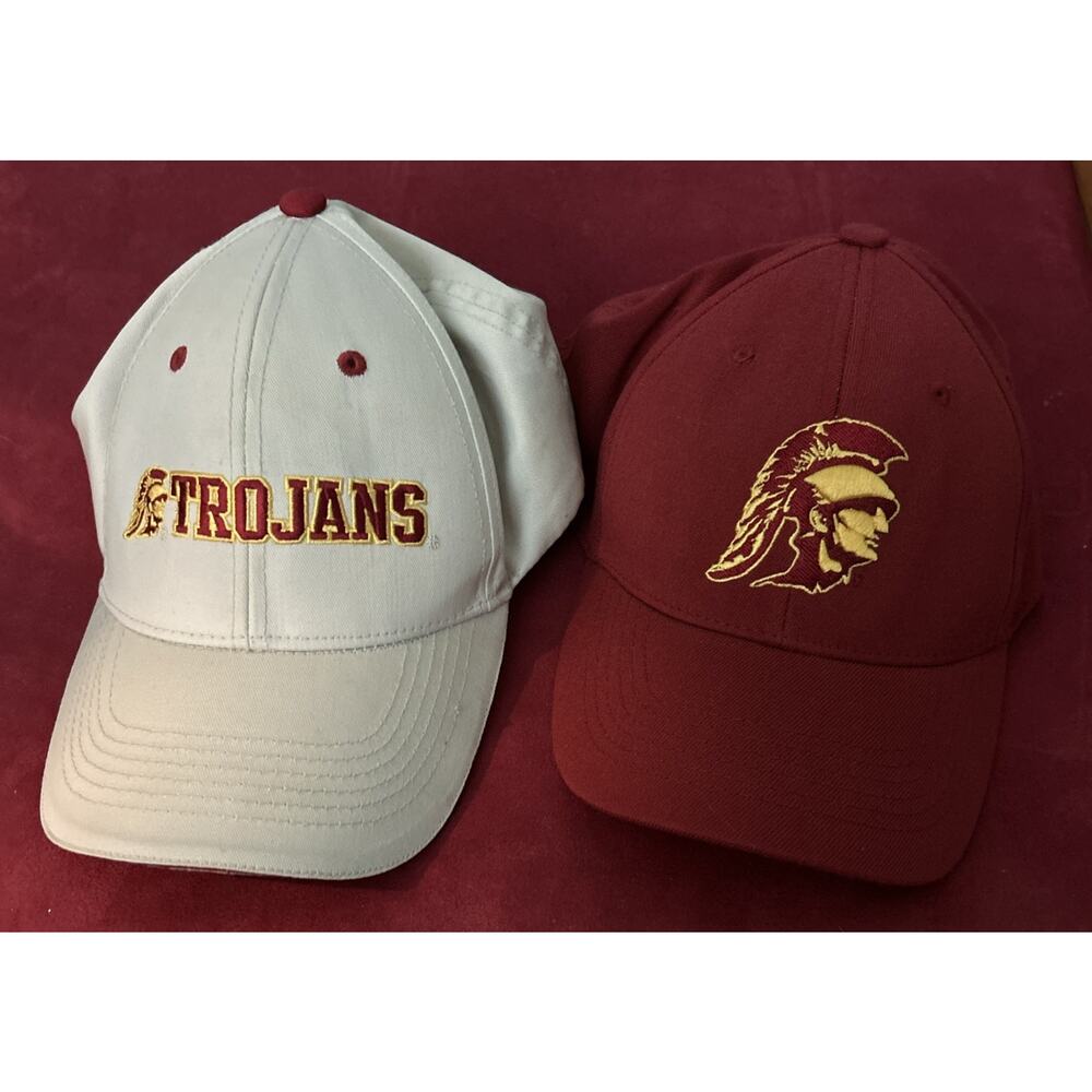 Lot 2 USC Trojans Hat - VTG Y2K Captivating Headgear + Top Of The World Fitted
